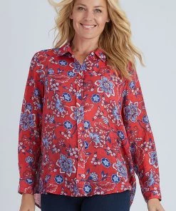 Gordon Smith Tops Floral Print Shirt - Red - GS17
