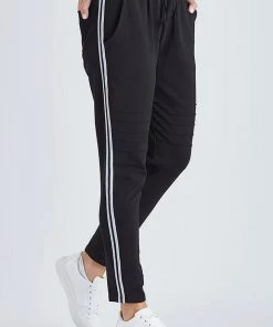 Threadz Knee Detail Track Pants | Black | TZ17