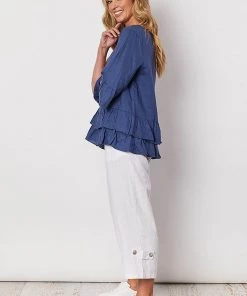 Gordon Smith Linen Side Button Pants | White | GS34