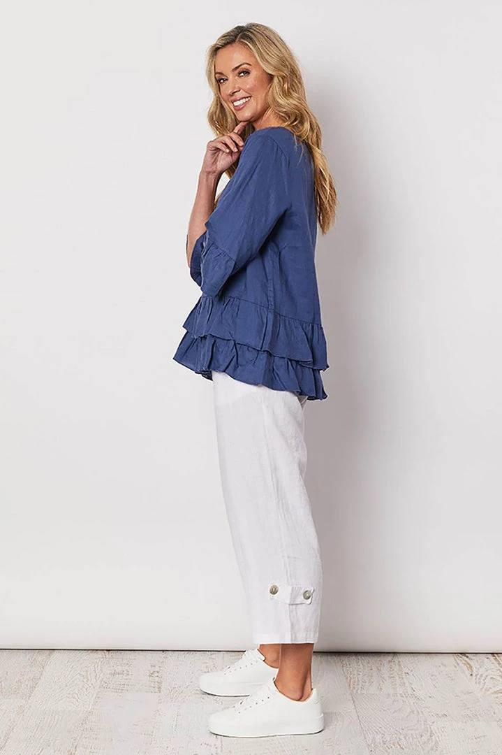 Gordon Smith Linen Side Button Pants | White | GS34 1 Gordon Smith Linen Side Button Pants | White | GS34