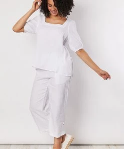 Threadz Tops Square Neck Cotton Top | White | TZ13s