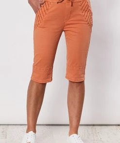 Threadz Stretch Denim Shorts | Orange | TZ15
