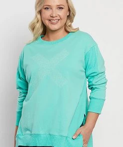 Threadz T Cross Sweat | Aqua | TZ5 Clothing