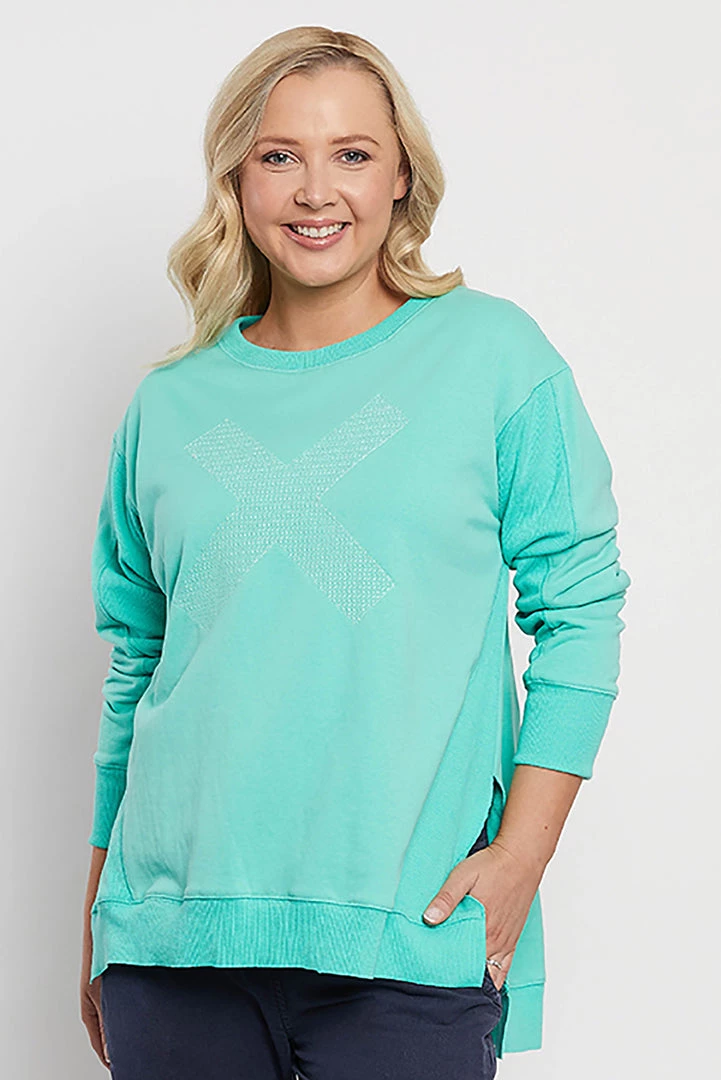 Threadz T Cross Sweat | Aqua | TZ5 Clothing 1 Threadz T Cross Sweat | Aqua | TZ5 Clothing