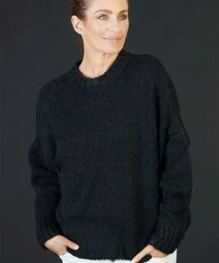 Love From Italy Clothing Pocket Chunky Knit | Black | LFI2