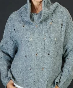 Love From Italy Knitwear/Jumpers Drop Stitch Jumper | Storm | LFI1