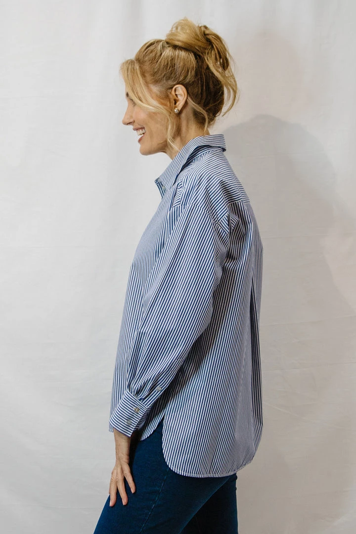 Goondiwindi Cotton Tops Stripe Shirt - Navy White 2 Goondiwindi Cotton Tops Stripe Shirt - Navy White