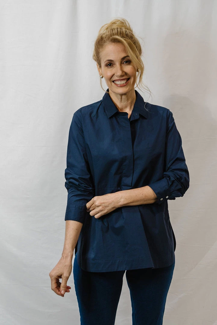 Goondiwindi Cotton 1/2 Placket Shirt | Navy 1 Goondiwindi Cotton 1/2 Placket Shirt | Navy