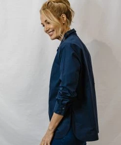 Goondiwindi Cotton 1/2 Placket Shirt | Navy