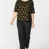 See Saw Linen Elbow Sleeve 1 Pocket Top - Olive Spot - SS3