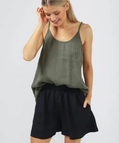 The Shanty Corporation Capri Linen Shorts - Black - TS2 Clothing