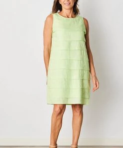 See Saw Sleeveless Layered Detail Shift Dress | Lime | SS10s Dresses