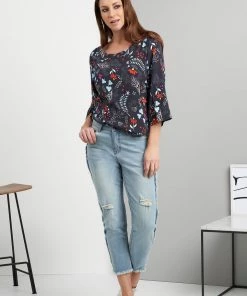 Foil Midnight Sun Easy Top Tops