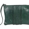 Modapelle Handbags Leather Braid Wristlet | Emerald | ML40