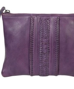 Modapelle Leather Braid Wristlet | Purple | ML40 Handbags