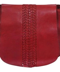 Modapelle Fishbone Plaited Shoulder Bag | Red | ML46