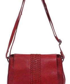 Modapelle Fishbone Plaited Shoulder Bag | Red | ML46