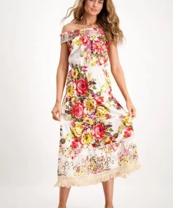 Naudic Clothing Sorento Long Dress | White Fiesta | ND2s