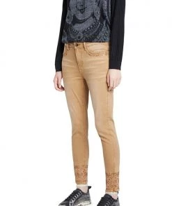Desigual Clothing Embroidered Jeans - Camel - D2
