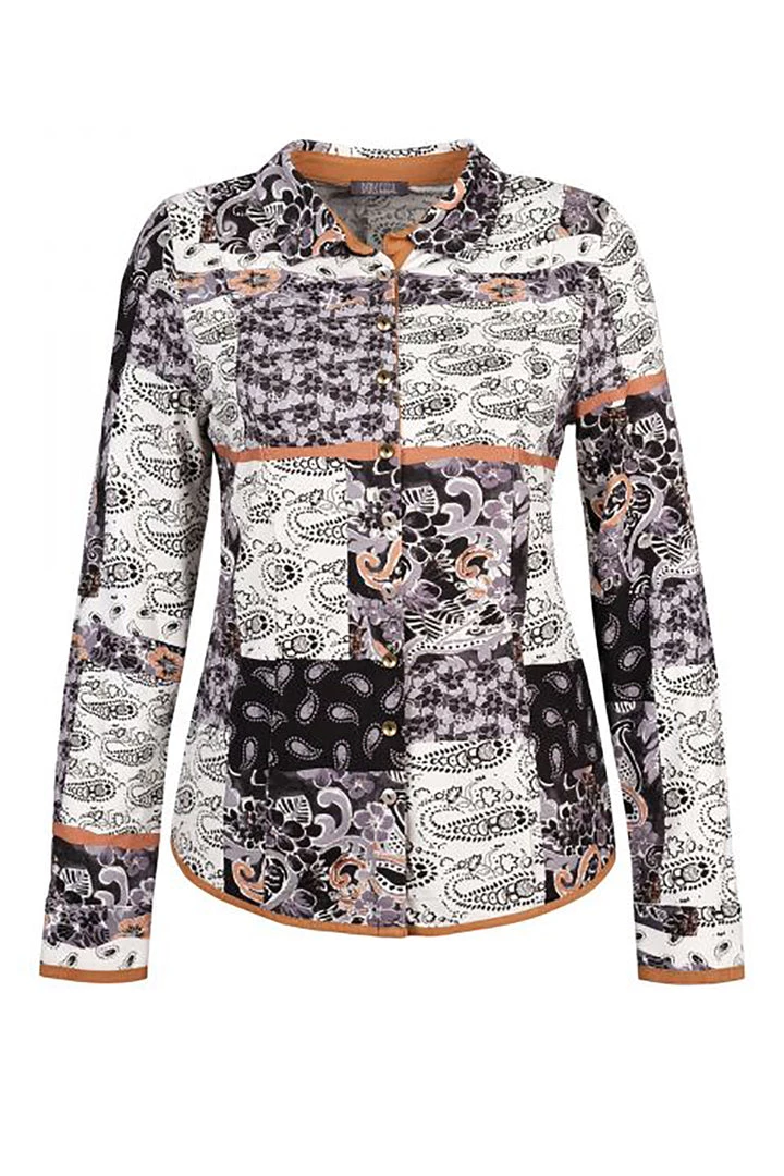 Dolcezza Graphic Patchwork Knit Blouse | D22 Tops 3 Dolcezza Graphic Patchwork Knit Blouse | D22 Tops