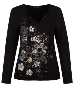 Dolcezza Tops Abstract Flower Long Sleeve | D16