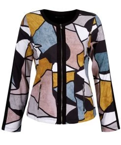 Dolcezza Natural Graphic Zip Cardigan | D11