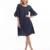 Escape By OQ Pure Linen Dress Free Fit | Navy | ES2 S Clothing