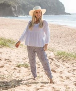 Namastai Cotton V Neck Long Sleeve Top | White | N3s Tops