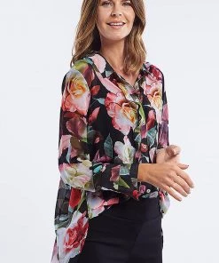 Hammock & Vine Clothing Floral Print Ruffle Shirt | HV1