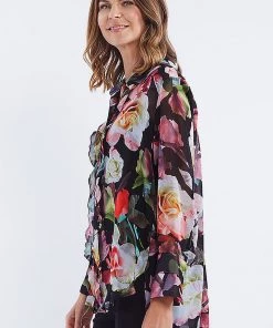 Hammock & Vine Clothing Floral Print Ruffle Shirt | HV1