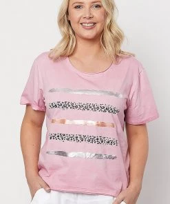 Threadz Animal Stripe Tee | Pink | TZ10