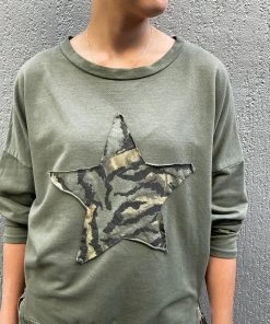 Rosa Jo Jo Tops Leopard Star Top | Sage | RJJ4