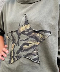 Rosa Jo Jo Tops Leopard Star Top | Sage | RJJ4