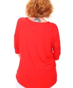 Relaxed High Low Bamboo Top| Red