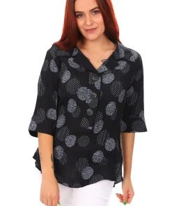 Spice Up Big Spot Black Shirt Tops