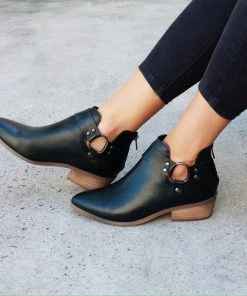 Human Oakley Leather Ankle Boots | Black | HS17 Shoes