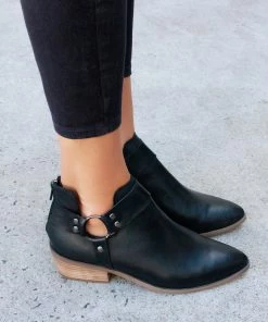 Human Oakley Leather Ankle Boots | Black | HS17 Shoes