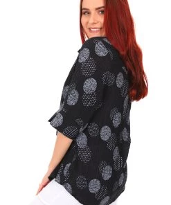 Spice Up Big Spot Black Shirt Tops