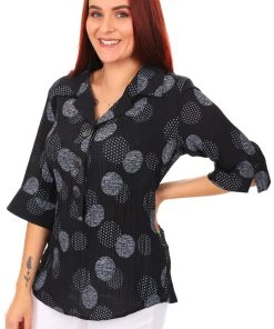 Spice Up Big Spot Black Shirt Tops