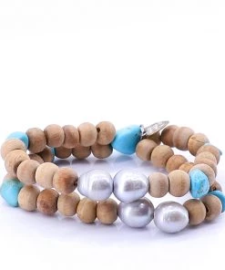 Pizazz Boutique Wooden Double Banded Bracelet Jewellery