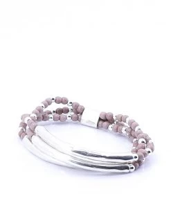 Cindy G Matte Stone And Silver Bracelet (YA313S)
