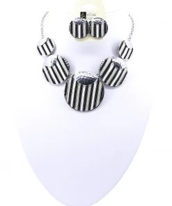 Stellar Rose Jewellery Circle Stripe Necklace & Earrings