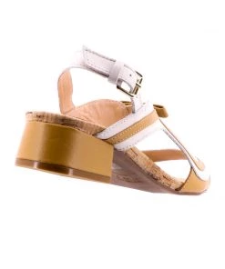 Brazilio Matilda Sandal Heel - White & Tan 9 Brazilio Matilda Sandal Heel - White & Tan