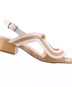 Brazilio Matilda Sandal Heel - White & Tan