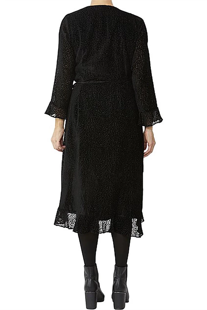 Ping Pong Dresses Burnout Spot Wrap Dress - Black 2 Ping Pong Dresses Burnout Spot Wrap Dress - Black