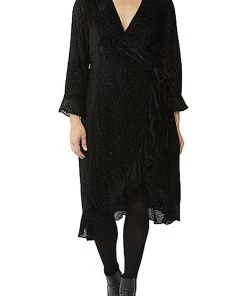 Ping Pong Dresses Burnout Spot Wrap Dress - Black