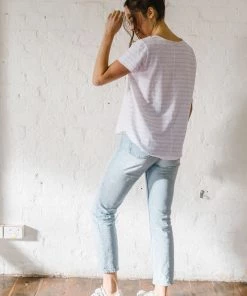 Cloth + Paper + Scissors White And Pale Pink Stripe Tee | S 6 Cloth + Paper + Scissors White And Pale Pink Stripe Tee | S