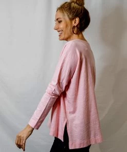 Cloth + Paper + Scissors Round Neck Long Sleeve | Pink