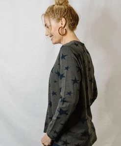 Cloth + Paper + Scissors Long Sleeve Star Tee | Bark Navy Tops