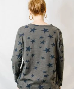 Cloth + Paper + Scissors Long Sleeve Star Tee | Bark Navy Tops